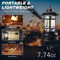 Luz de camping recargable, luz portátil regulable continua, resistente al agua, adecuada para senderismo, pesca, emergencias, hogar, apagones en interiores y exteriores. - details 3