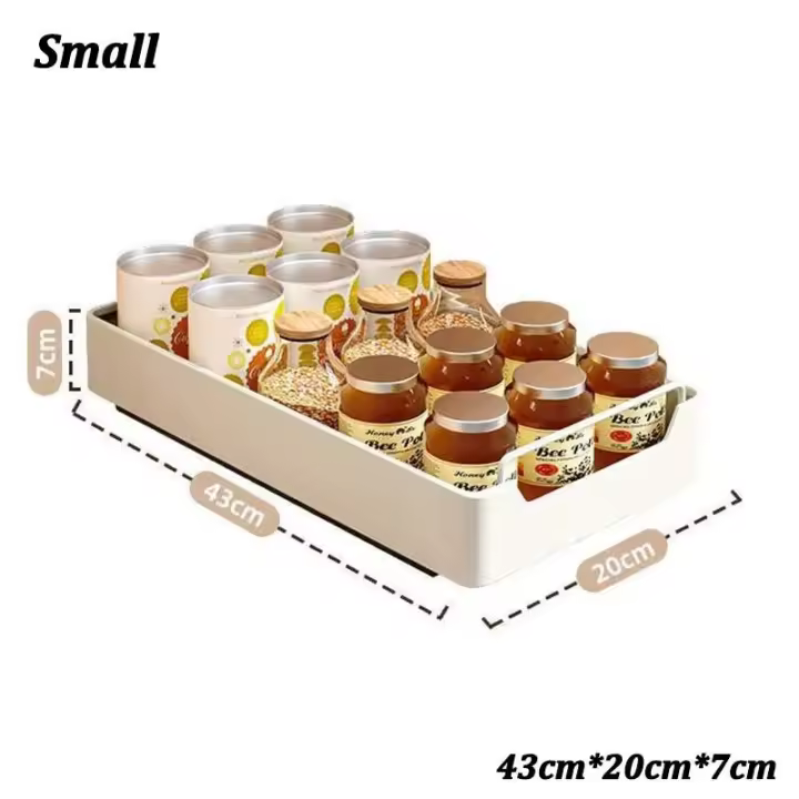 Caja con riel deslizante, gabinete extraíble, estante de almacenamiento, despensa de especias, cajón, cesta organizadora de cocina - 1