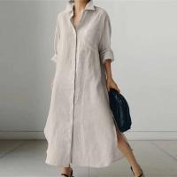 ZANZEA-vestido de mujer de manga larga, camisa lisa, vestido veraniego con botones y cuello de solapa, Vestidos largos holgados a la moda, bata Vintage para mujer - details 10