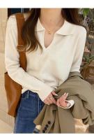 Suéter con cuello de Polo para mujer, jerseys de manga larga, Tops de punto Delgado, Jersey suave, ropa de calle Simple, Otoño e Invierno - details 8