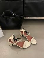 Nicho francés tacones altos sandalias simples de punta abierta zapatos de mujer nuevo tacón grueso con falda zapatos romanos - details 6