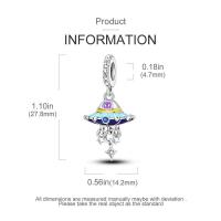 Cuentas de platillo volador alienígena azul para joyería: pulsera de plata con piedra principal de circón - details 5