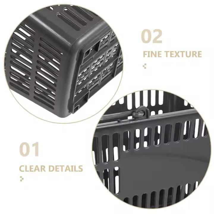 Cesta de plástico, asa portátil con capacidad de 80kg, condimento de cocina plegable, organizador de baño, carrito de compras - 1