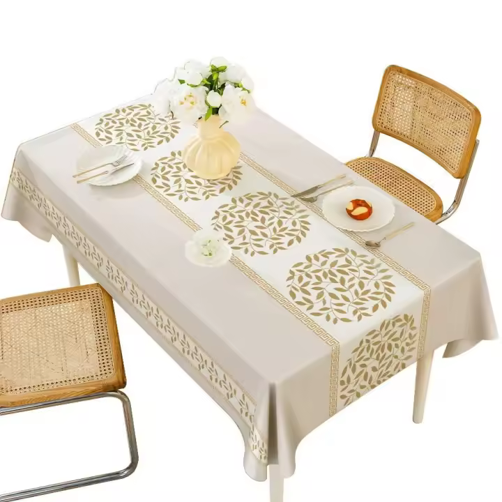 Mantel de Diseño Engrosado de Cáqui 140 x 200 cm Aspecto de Lujo Resistente al Agua Duradero - 1