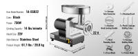 SucceBuy Picadora de carne eléctrica, kit de platos y salchichas, picadora resistente para uso doméstico y comercial - details 1