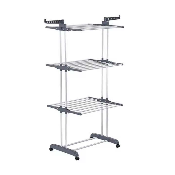 Colgador Vertical con ruedas, Percha de tres capas, Percha plegable, Percha extraíble - 1