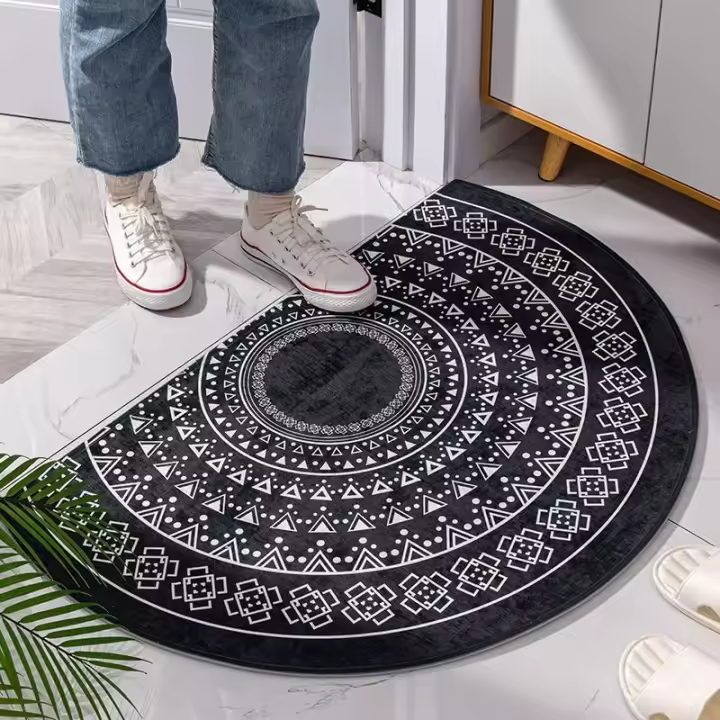 Alfombrilla de estilo nórdico para puerta de entrada, supersuave tapete, semicircular, antideslizante, alfombra de bienvenida para el hogar, pasillo, baño, cocina y sala de estar - 1