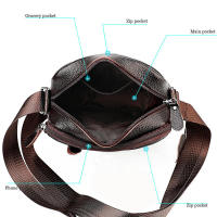 Bolso bandolera suave de piel de becerro auténtica para hombre informal - details 3