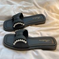 Zapatillas planas informales con suela suave y lazo para mujer, sandalias deslizantes de perlas antideslizantes de PVC, zapatos de playa de tacón bajo, ropa de playa - details 6