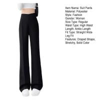 Pantalones de Traje de Verano para Mujer Pierna Ancha, Longa, Cintura Alta, Color Sólido, Ligeramente Acampanados Ropa de Trabajo Casual - details 7
