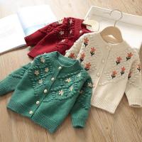 Abrigo de Punto con Bordado Floral para Niñas en Otoño Ropa Exterior Cálida para Niños - details 0