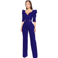 Amarillo para XXL moda cuello en V mamelucos de manga corta monos de mujer 2023 Club Up mono de cintura alta - details 5