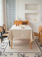Mantel de lino y algodón Vintage, mantel con estampado Floral y borlas, cubierta de mesa lavable para comedor, picnic, decoración de mesa - details 0