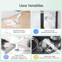 Cepillo eléctrico para fregar PrettyCare, fregador giratorio, mango ajustable, 2 velocidades de rotación, con 8 cepillos reemplazables - details 4