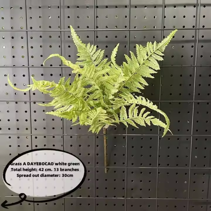 1 pieza de hojas de helecho persa verde, decoración de habitación, planta artificial, lámina de plástico, hierba, decoración de pared para bodas y hogar - 1