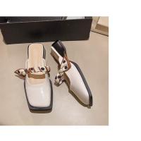 Francés grueso tacón bolsa cabeza zapatillas mujer verano desgaste 2025 nuevo tacón medio cabeza cuadrada media arrastre con falda perezoso muller zapatos - details 15