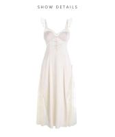 Conjunto de Noche de Vestido Profundo en V Pijama de Satén con Pecho Acolchado para Mujeres - details 2
