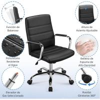 Silla Giratoria de Oficina Sillón de Trabajo con Respaldo Tapizado Asiento Sintético Altura Ajustable Negro - details 6