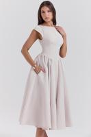 Vestido de noche elegante para mujer con escote en la espalda - Vestido largo sin mangas con pliegues para fiesta, graduación, vacaciones - details 33