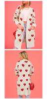 Cárdigan largo de punto para mujer - Abrigo suéter maxi suelto del día de San Valentín, chaqueta cálida de ganchillo de invierno, jersey de gran tamaño bohemio grueso de primavera - details 7