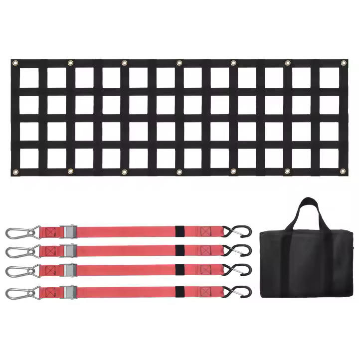SucceBuy Red para portón trasero, 54 x 18 pulgadas, para camiones, SUV, camionetas, jeeps y remolques, 4 correas, ajustable - 1