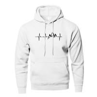 Sudadera De Manga Larga Para Hombre Mountain Heartbeat En Negro Y Gris Deportiva Para Otoño Sudadera Con Capucha Estilizada - details 1