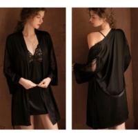 Batas de Seda para Mujer Conjunto de Pijama de 3 Piezas Camisón Sexy para Casa - details 5