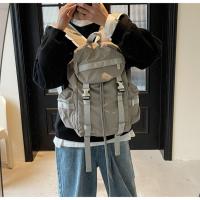 Mochila con cordón para exteriores de estilo coreano, mochila deportiva de nailon de viaje de Color sólido, bolso de hombro impermeable para senderismo de gran capacidad - details 15