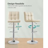 Taburete de Bar Juego de 2 Regulable en Altura, Sillas de Cocina Giratorias en 360° con Resalto y Reposapiés, Acero Cromado, Blanco LJB64W - details 31
