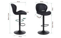 Juego de 2 taburetes de bar modernos de gamuza, giratorios, altura ajustable, sin brazos, para isla de cocina, con respaldo y reposapiés, color negro - details 3