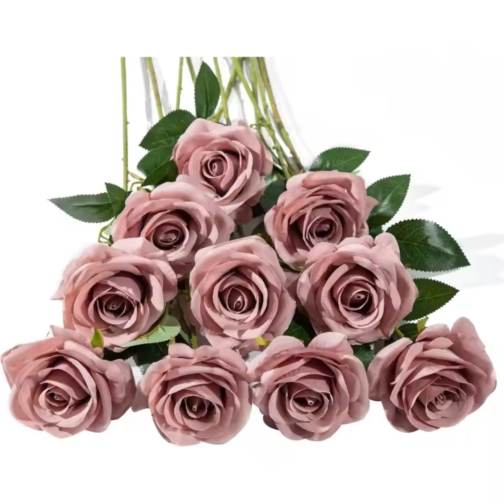 Ramo de Rosas de Seda Artificial 10 Flores Falsas Azules Real para Decoración de Boda, Mesa de Fiesta, Hogar - 1