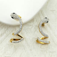 Pendientes Colgantes En Forma De Serpiente Vintage Para Mujeres Y Niñas Con Cristales Metal Color Oro Accesorios Punk Especial Regalos Joyería - details 2