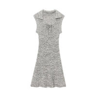 ZOCI- novedad de verano, minivestido sin mangas con solapa decorada con lazo, sencillo, ajustado, informal a la moda para mujer - details 1