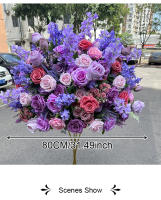 Camino de mesa de rosa púrpura de lujo, telón de fondo de boda, marco de arco de cuerno, arreglo de decoración, soporte de flores para escenario Floral, centro de mesa Ba - details 3