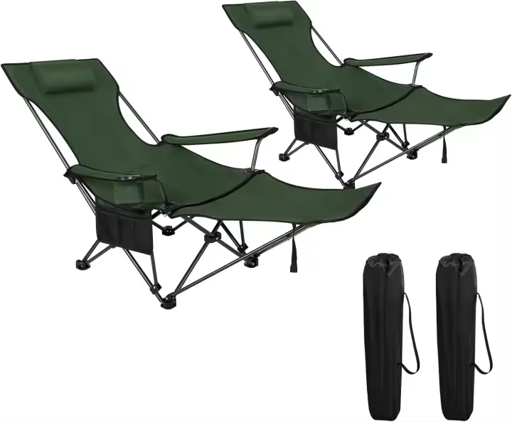 Juego de 2 Sillas de Camping Sillas Plegables, Silla de Acampada Portátil, Ligera para Picnic, Playa, Jardín, Pesca, con Portavasos, Gris - 1