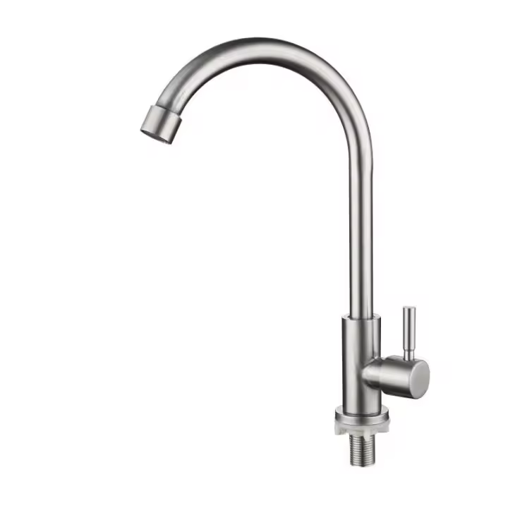Grifo de cocina individual de acero inoxidable frío, fregadero de verduras, grifo giratorio - 1