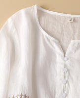 Vestido de algodón y lino para mujer Falda media pierna - details 6