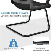 Silla de Conferencia, Silla de Reunión con Base Resistente Forma de Trineo, Sillas Cantilever Respaldo Ergonómico y Asiento Acolchado, Soporte Lumbar Regulable y Reposabrazos (estilo1, 1) - details 3