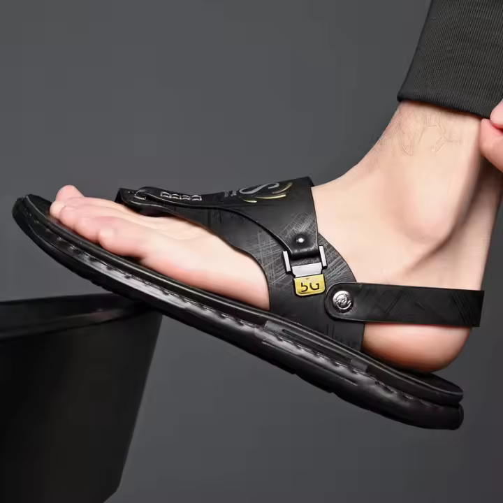 Sandalias de verano al aire libre para hombre, zapatos de oficina de verano, sandalias informales antideslizantes para hombre, color negro - 1