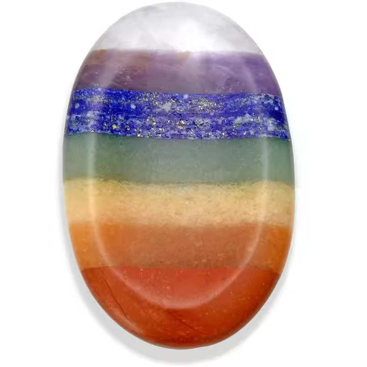 Piedra de Palma de 7 Chakras, Gema Natural tallada, piedra Ovalada para el pulgar, terapia de cristal, geometría, decoración del hogar, curación Reiki, 2,6 pulgadas - 1