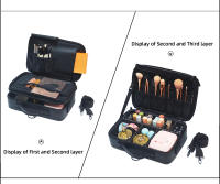 Bolso de maquillaje femenino de cuero Pu impermeable y resistente a los arañazos, estuche de maquillaje profesional de gran tamaño, Nuevo - details 12