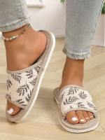 Zapatillas de interior de lino para mujer, zapatillas de casa planas antideslizantes de fondo suave de verano - details 2