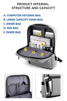 Mochila para ordenador portátil de gran capacidad para hombre, bolso de hombro informal, multifuncional, con carga Usb, impermeable - details 2