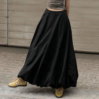 BUNO-Falda larga informal de Color liso para mujer, Falda acampanada elástica de cintura alta coreana, moda de verano, 2025 - details 6