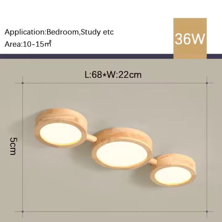 Lámpara colgante de techo de madera rústica, lámpara de sala de estar, lámpara de techo de madera natural de 3 lámparas y 5 lámparas, accesorios de lámpara de techo de granja para dormitorio, pasillo, pasillo - 1