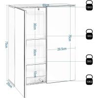 Armario de Baño con Espejo Armario Colgante de Pared con 2 Puertas y 3 Estantes - details 2