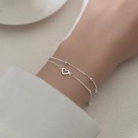 Pulsera de Plata Esterlina S925 Diseño de Corazón de Doble Amor para Mujer - details 3