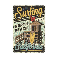 Cartel Vintage de la hora del surf, cartel de hojalata Tiki de verano, antiguo Bar de playa, tablero oxidado Retro, letreros de Metal de 20x30cm - details 2