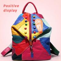 Mochila con remaches coloridos y negros para mujer, bolso de mano de cuero informal, impermeable, a la moda - details 7