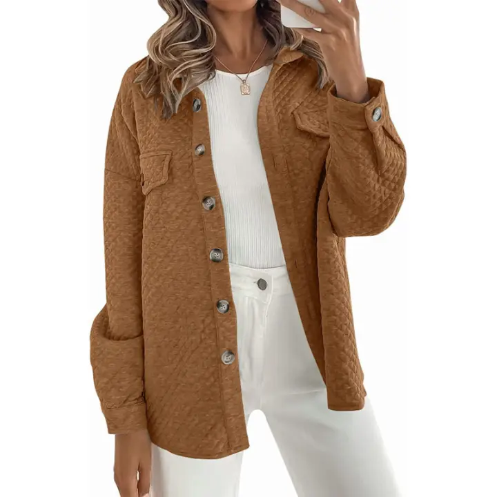 Chaqueta casual ligera con diamantes de color sólido Chaqueta Top de manga larga - 1